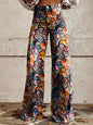 Women's Printed Flare Pants – Mid-Waist Full Length Plus Size FitiqueFit