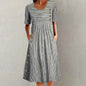Button-Down Swing Maxi Dress – Short Sleeve Pocket Pullover Long Dress FitiqueFit