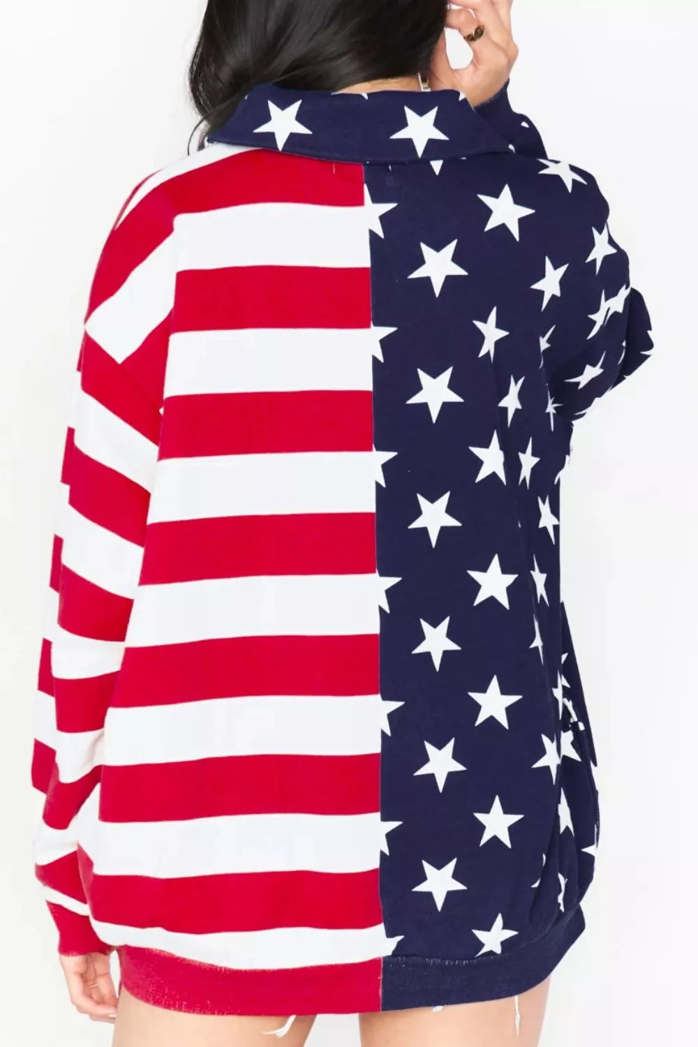American Flag Print Half Zip Sweatshirt New Era Fashion LLc