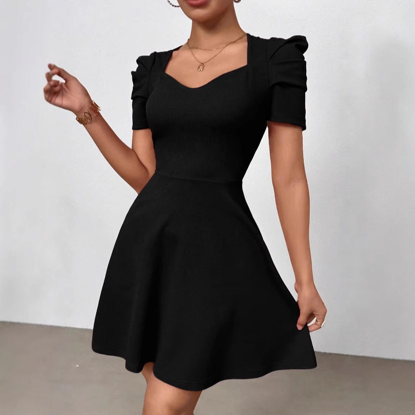 Women's Boat Neck High-Waist Mini Dress – Zipper Patchwork FitiqueFit
