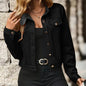 Faux Suede Cropped Jacket with Stand Collar — Vintage Short Coat / Fall Outwear FitiqueFit