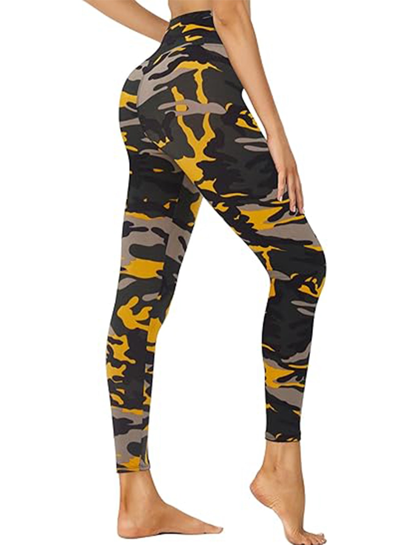 Cropped High-Waisted Leggings – Camouflage Print Workout Pants FitiqueFit