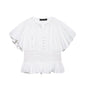 Women's Ruffle-Trim Puff-Sleeve Blouse Top – Slim-Fit Elegant FitiqueFit