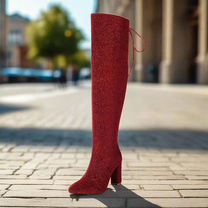 Plus-Size Over The Knee Long Boots for Women – Chunky Heel Nightclub Platform FitiqueFit