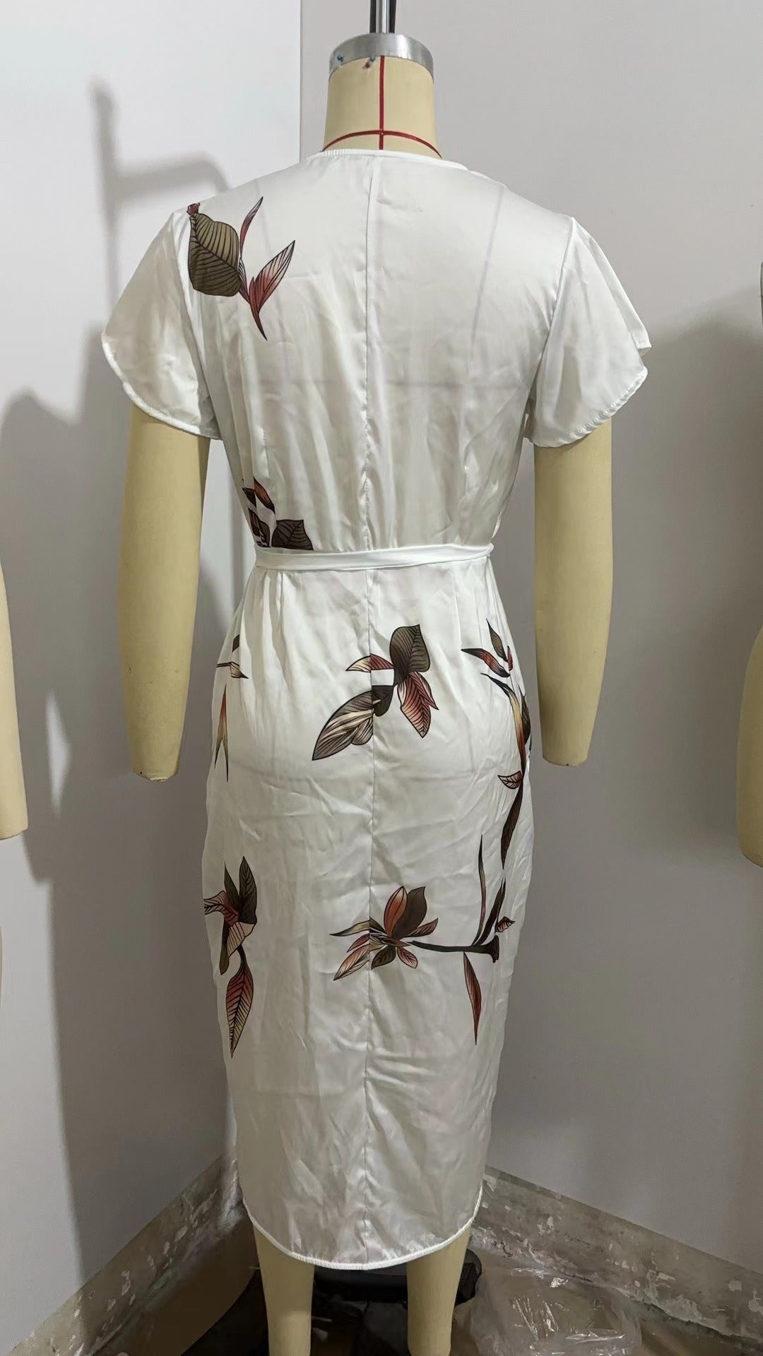 European And American V-neck Short-sleeved Lace-up Digital Printed Dress Grayceful LLC