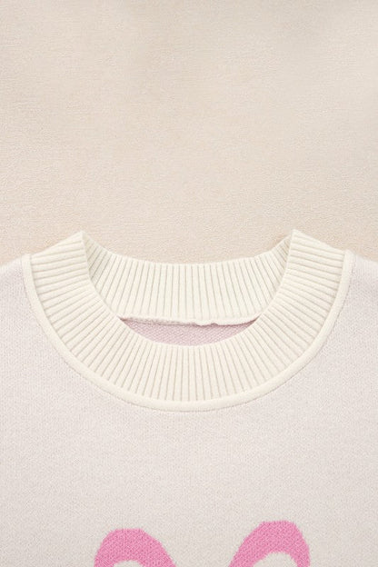 Bow Ribbed Trim Reverse Seam Drop Shoulder Sweater Shop Style & More | Fresh Looks, Everyday Deals & Free Shipping