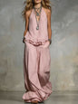 Women's V-Neck Ruffle-Trim Puff-Sleeve Two-Piece Set FitiqueFit
