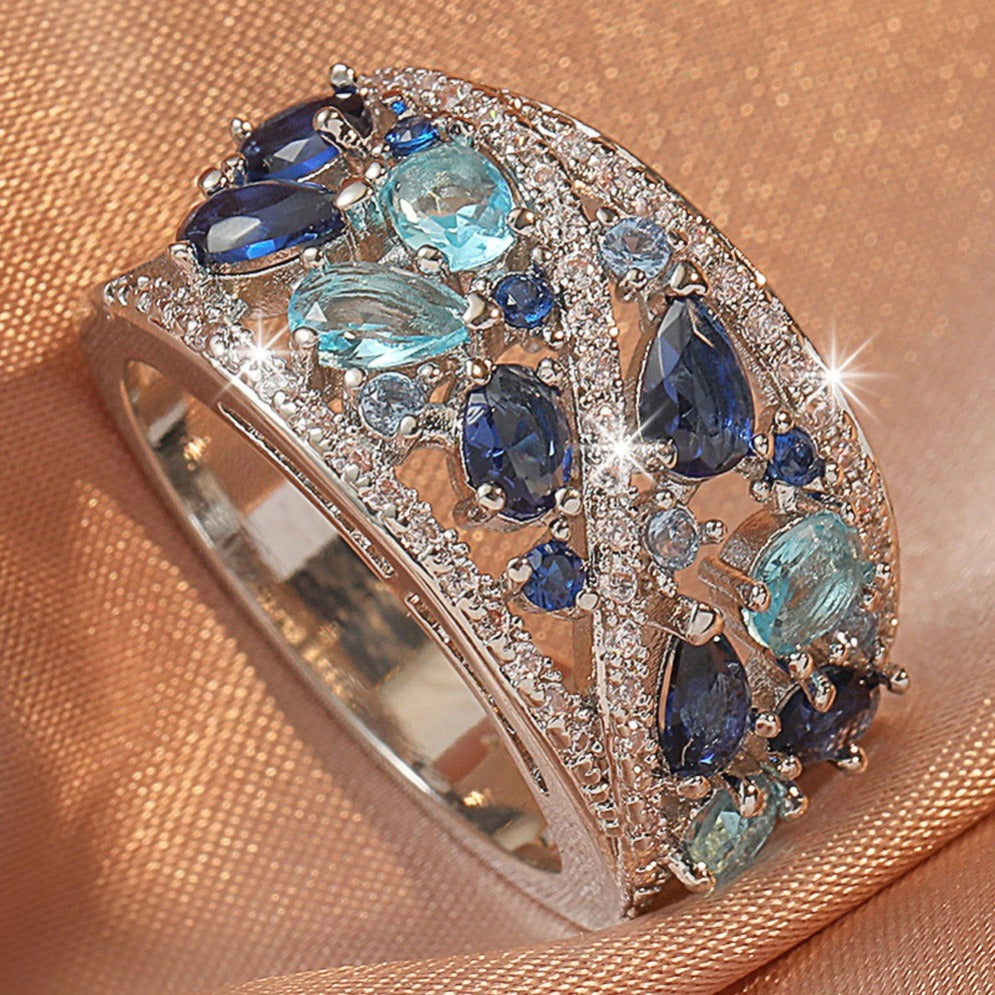 Bohemian Women's Couple Fashion Elegant Glass Synthetic Zirconia Gift Ring NovaCart