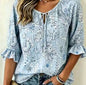 Women's Floral Print Three-Quarter Sleeve Shirt – Relaxed Retro FitiqueFit