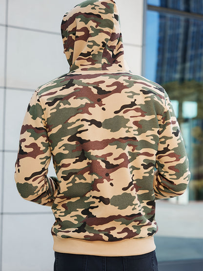 Men's Camouflage Loose Pullover Hooded Fleece Sweatshirt for Autumn And Winter, Hooded, Fleece NovaCart