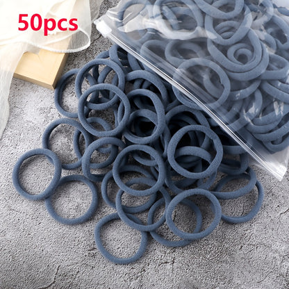 50pcs/Set Women   Basic Hair Bands 1.57inch Simple Solid Colors Elastic Headband Hair Ropes Ties Hair Accessories Ponytail Holder NovaCart