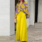 Women's Printed Shirt Wide Leg Pants Fashion Casual Set See size chart under “more details” The Fashion Celestial