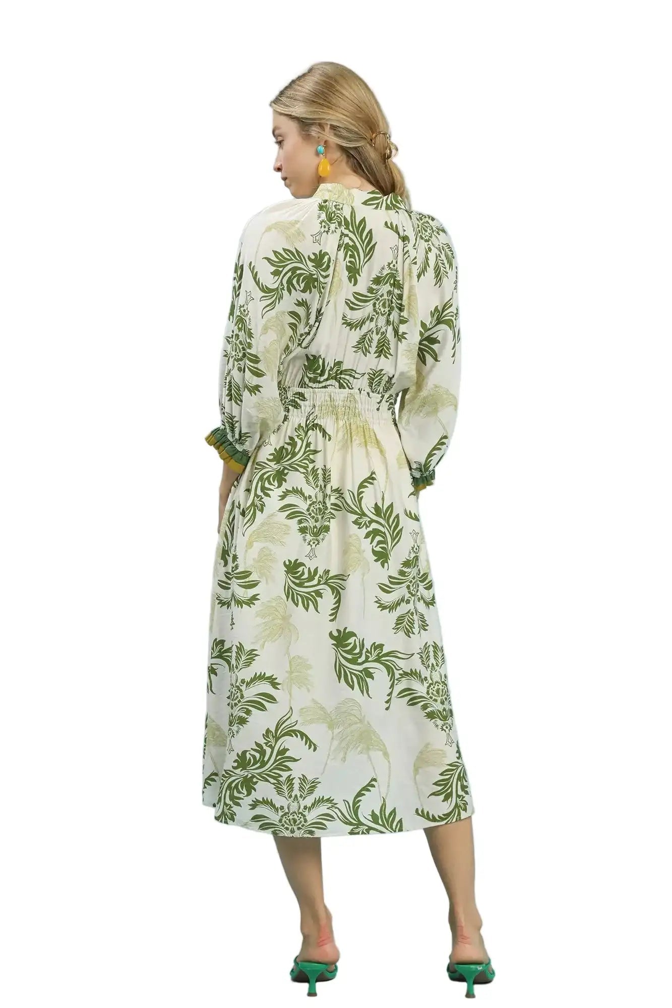 Umgee Tropical Print Button Detail Midi Dress West2East Surf