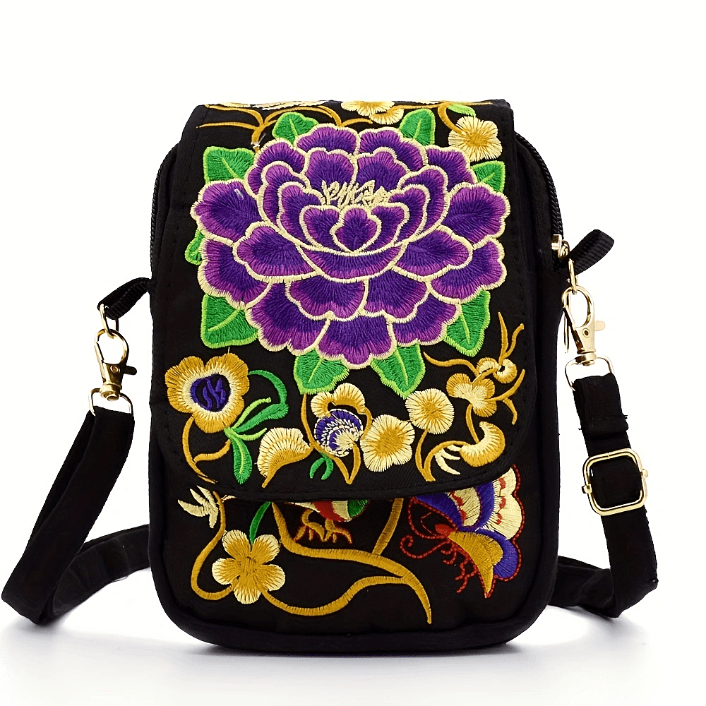 Women's Embroidered Crossbody Bag, Mini Shoulder Bag, Portable Double-Layer Wallet, Phone Pouch NovaCart