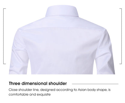 Men'S Stretch Slim-Fit Formal Shirt Without Pockets, Light Business Turn- Collar Long-Sleeved Shirt, Men'S Business Shirt, Wrinkle-Resistant And Durable Solid Color Formal Long-Sleeved Shirt with Buttons And Pockets, Suitable NovaCart