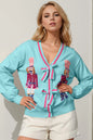 Nutcracker Sequin Bow Decor Cardigan FitiqueFit