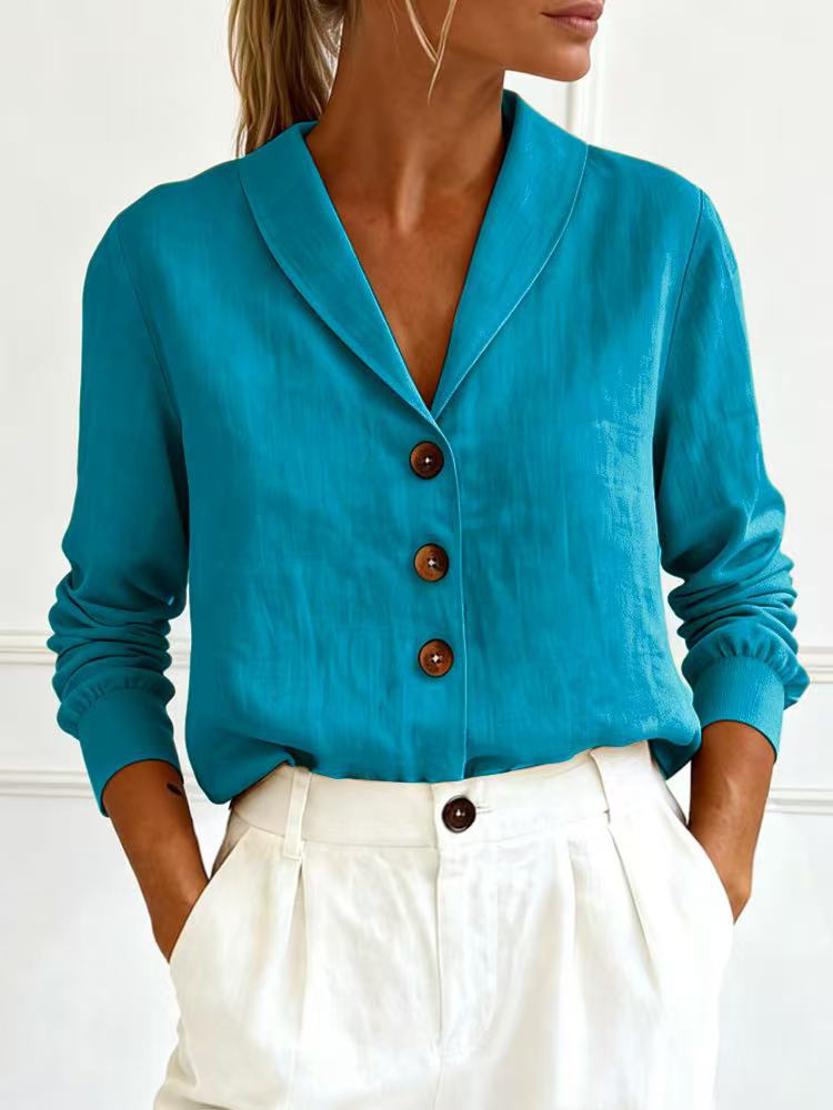Women's Cotton-Linen Peter Pan Collar Button-Up Shirt – 6 Colors S–3XL FitiqueFit