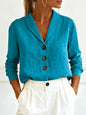 Women's Cotton-Linen Peter Pan Collar Button-Up Shirt – 6 Colors S–3XL FitiqueFit