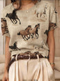 Women's Retro Short-Sleeve Jacquard Knit Top FitiqueFit