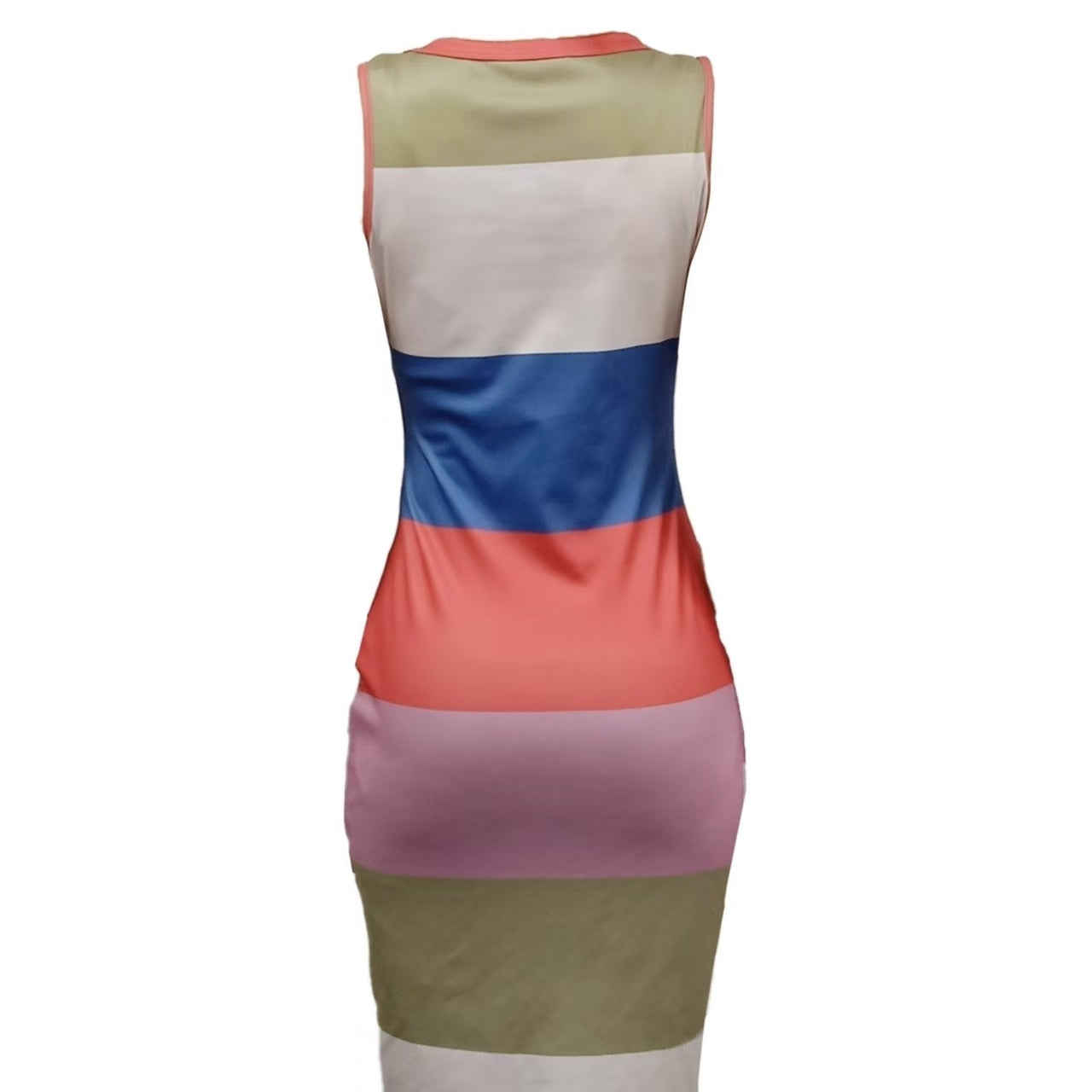 Women’s Color-Blocked Striped Sleeveless Bodycon Dress FitiqueFit