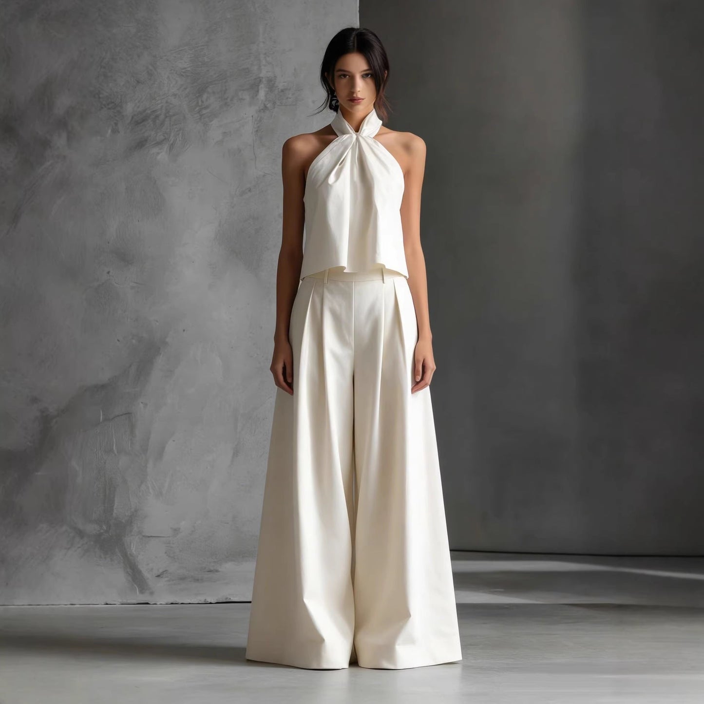 Loose-Fitting Sleeveless Top and Wide-Leg Pants Two-Piece Set. FitiqueFit