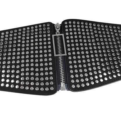 Wide Elastic Studded Belt Female Waist Gothic Plus Size Stretch Girdle Ladies Long Belts For Women Corset Waistband NovaCart