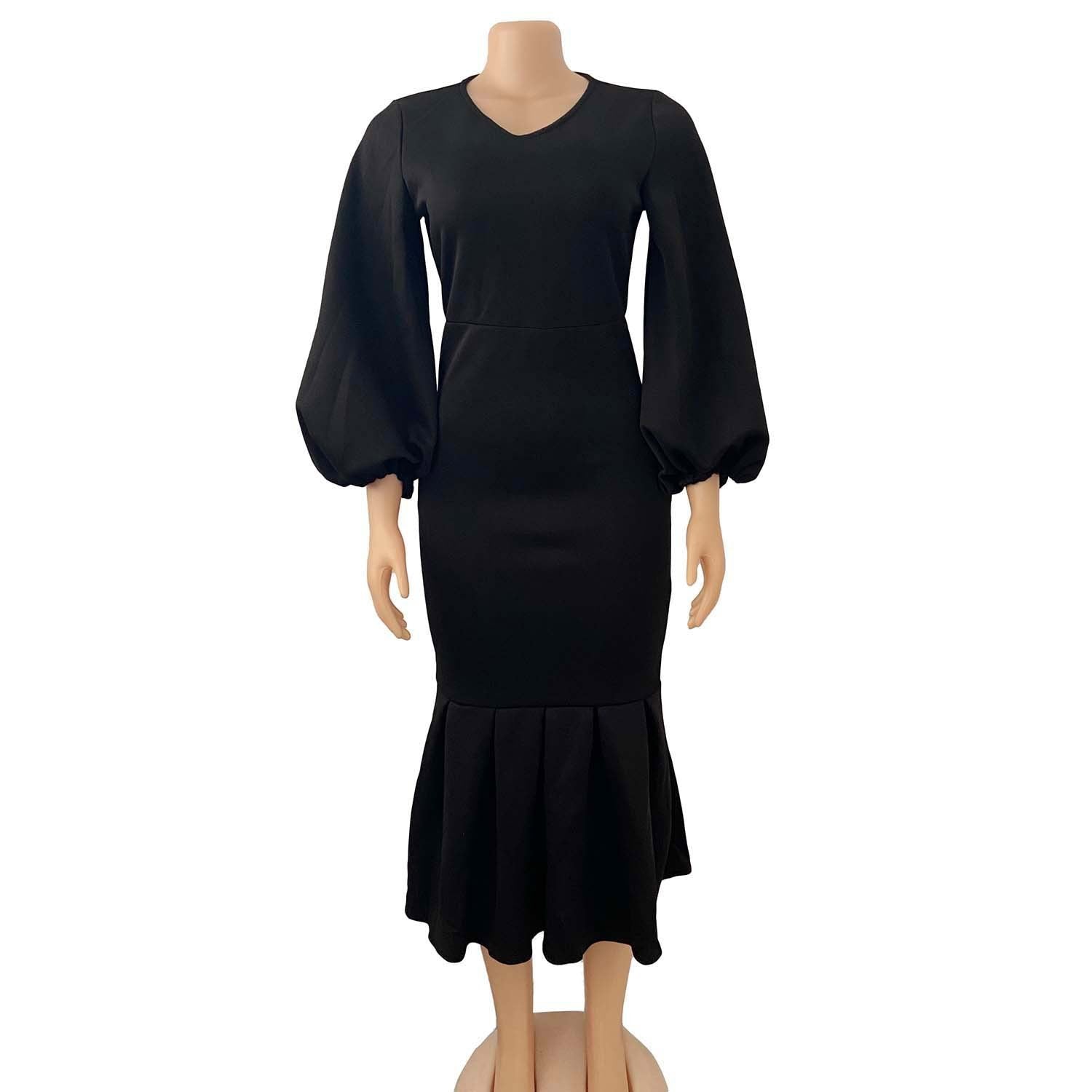 European And American Fashion Plus Size V-neck Long-sleeve Dress Grayceful LLC