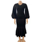 European And American Fashion Plus Size V-neck Long-sleeve Dress Grayceful LLC