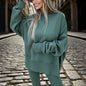 Women’s Solid Color 2-Piece Tracksuit — Crewneck Sweatshirt FitiqueFit