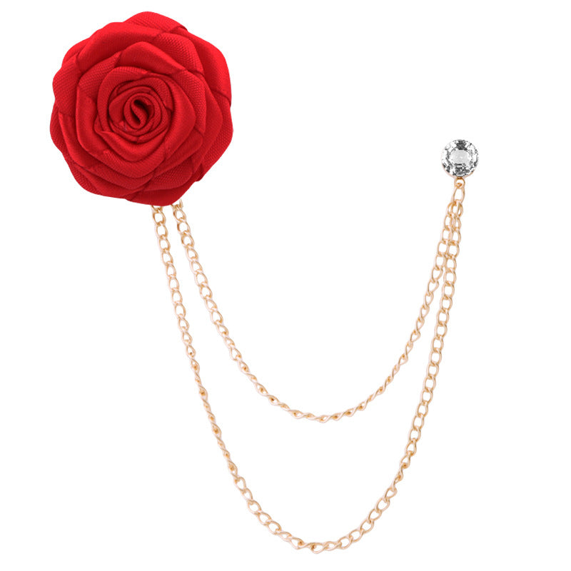 Men's Wedding Ceremony Groom Handmade Rose Chain Brooch NovaCart