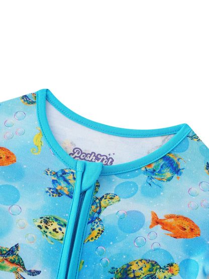 Posh TOT Sea Turtle Bamboo Baby Convertible Zippy Romper  CINCO DE MAYO PROMO - FINAL SALE Charlies Project Kids