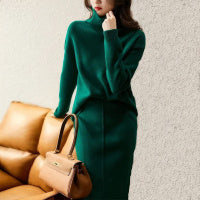 French Socialite Graceful And Fashionable Sweater Set Women's Sweater Skirt Turtleneck Two-piece Set Grayceful LLC