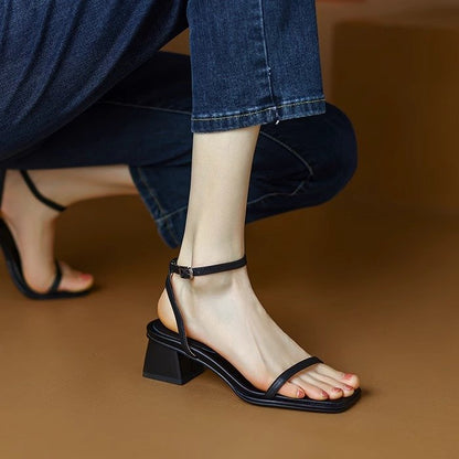 Open Toe Block Heel Buckle Sandals – Versatile Dress Sandal FitiqueFit