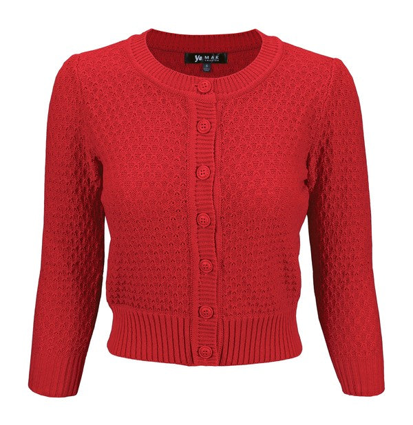 Cute Pattern Cropped Cardigan Sweater  3/4 Sleeve Shop Style & More | Fresh Looks, Everyday Deals & Free Shipping