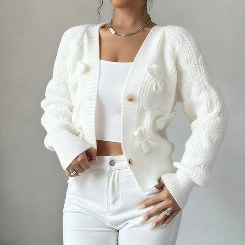 Women's Bow Cropped Cardigan FitiqueFit