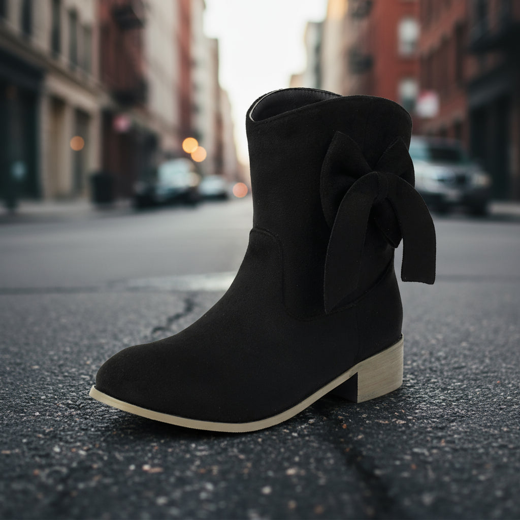 Low Heel Suede Large Size Sweet Bow Casual Boots FitiqueFit