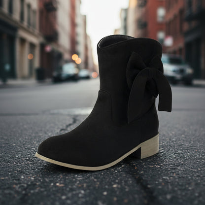 Low Heel Suede Large Size Sweet Bow Casual Boots FitiqueFit