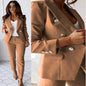 Double-Breasted Lapel Blazer & Zip-Up Trousers Suit FitiqueFit
