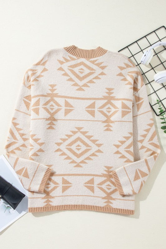 Plus Size Western Aztec Long Sleeve Sweater Shop Style & More | Fresh Looks, Everyday Deals & Free Shipping