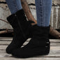 1.18inch Inner Height Increase Women's Short Boots with Flat Sole, Buckle Closure, Comfortable, Warm, and Lightweight, Women Shoes NovaCart