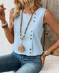 Women's Loose-Fit Round-Neck Cotton Tank Top – Casual Elegant Solid Color FitiqueFit