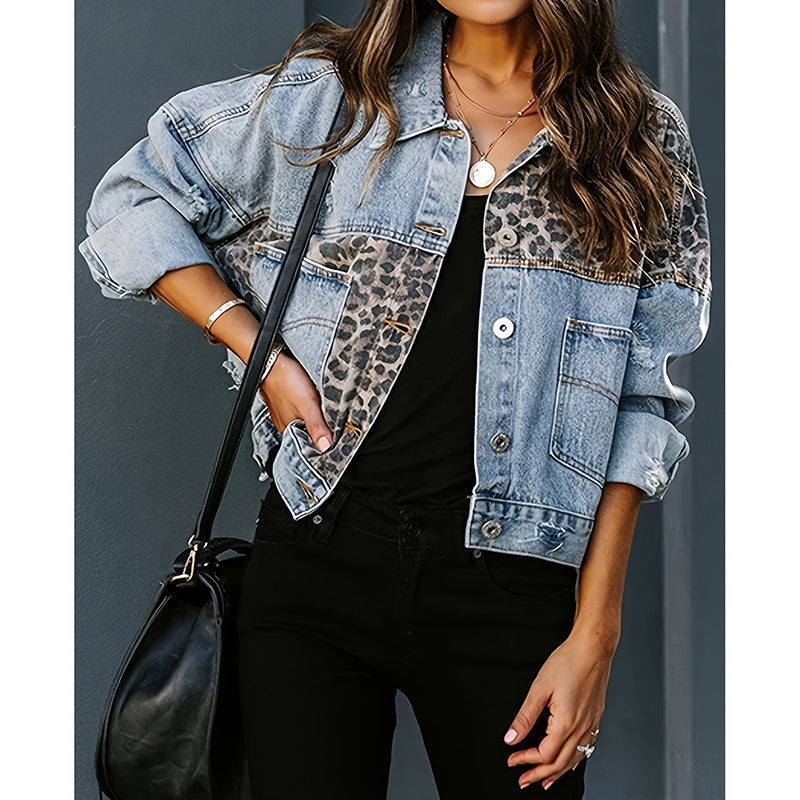 Women's Cropped Distressed Denim Jacket FitiqueFit