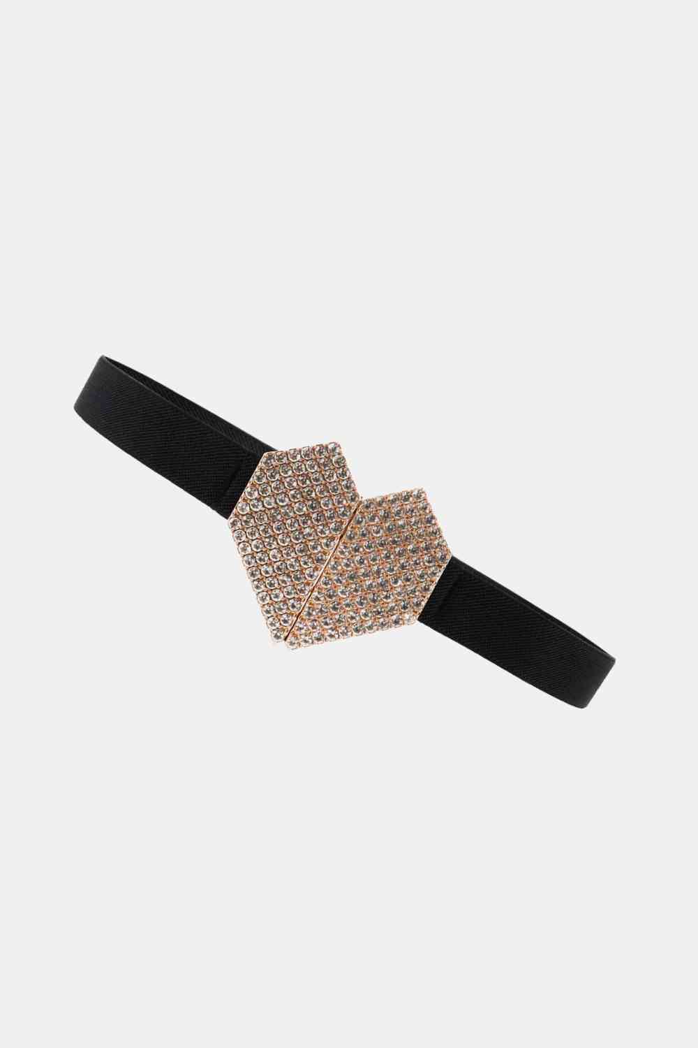 GlamStyle Rhinestone Heart Buckle Elastic Belt – Stunning Sparkle and Comfort See size chart under “more details” The Fashion Celestial