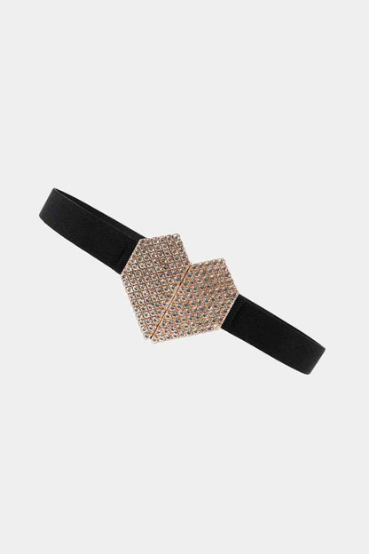 GlamStyle Rhinestone Heart Buckle Elastic Belt – Stunning Sparkle and Comfort See size chart under “more details” The Fashion Celestial