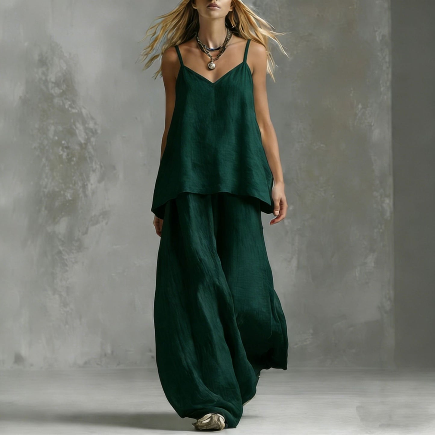 Women's Sleeveless Elegant Pantsuit – Off-Shoulder 2-Piece Suit Set FitiqueFit