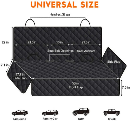 Ultimate Waterproof Dog Car Seat Cover - Non-Slip, Scratch Resistant Protector for Back Seat - Fits Most Cars, Trucks & SUVs - Black