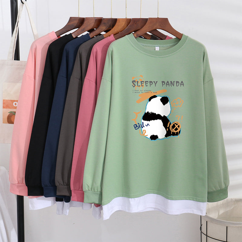 Women's Trendy Sweater Thin Loose Plus Size Fake Two Piece Top See size chart under “more details” The Fashion Celestial