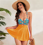 Women's Cutout Sling One-Piece Swimsuit – Built-In Chest Pad & Skirt Hem FitiqueFit