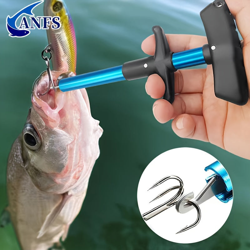 1pc T-Shaped Fish Hook Remover - Aluminum Alloy Fishing Tool with Ergonomic Handle & Blue Handle for Efficient Hook Separation, Ideal for Holiday Gifts (Father'S Day, Christmas, Thanksgiving), Fishing Accessory, Sleek Metalli NovaCart