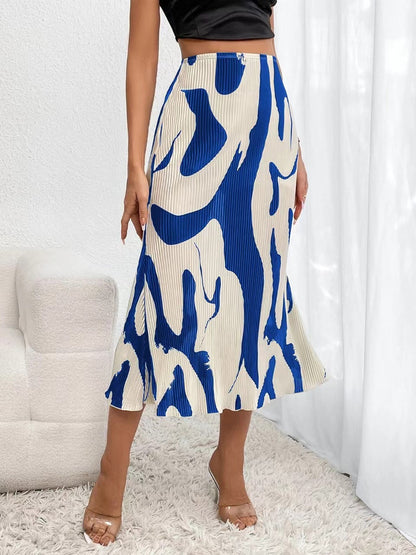 Women's Zebra Print Pleated Skirt – Irregular Hem & Side Slit FitiqueFit
